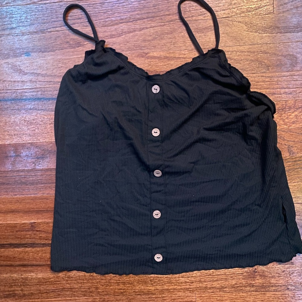 No Boundaries Black Button-Front Camisole